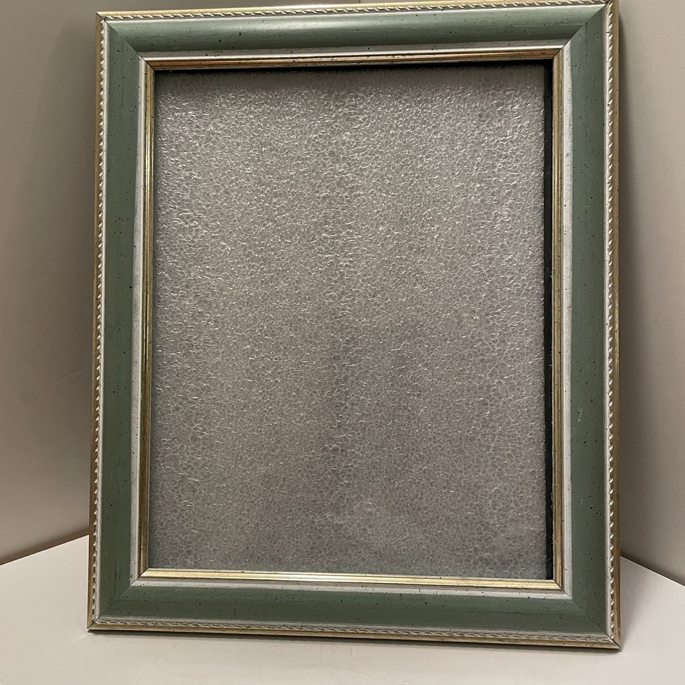 Vintage Style 8 X 10 Sage Green And Gold Trim Photo Frame Elegant Cottage Core